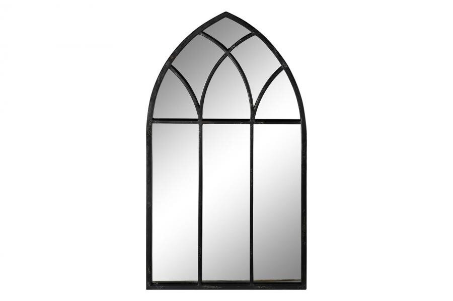 Sienas spogulis DKD Home Decor Melns Metāls Logi (36 x 2 x 65 cm) cena un informācija | Spoguļi | 220.lv