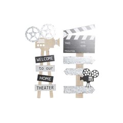 Sienu dekors DKD Home Decor Melns Pelēks MDF Klasiskais kino (32 x 2 x 70 cm) (2 gb.) цена и информация | Детали интерьера | 220.lv