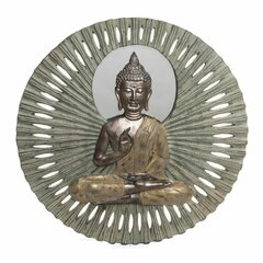 Sienu dekors DKD Home Decor spogulis Bēšs Buda Sveķi Gaišs Varš (59 x 5 x 59 cm) cena un informācija | Interjera priekšmeti | 220.lv