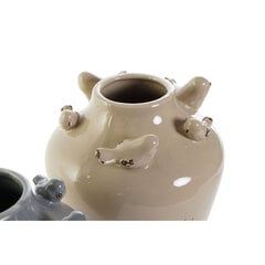 Vāze DKD Home Decor Porcelāns Pelēks Bēšs Putni Shabby Chic (13 x 13 x 14.5 cm) (2 pcs) cena un informācija | Vāzes | 220.lv