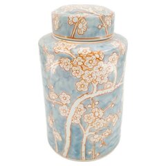 Vāze DKD Home Decor Porcelāns Zils Oranžs Austrumniecisks (18 x 18 x 30 cm) cena un informācija | Vāzes | 220.lv