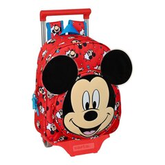 Skolas mugursoma ar riteņiem Mickey Mouse Clubhouse Happy Smiles Sarkans Zils (28 x 34 x 10 cm) cena un informācija | Skolas somas | 220.lv