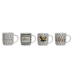 Кружка Mug DKD Home Decor Серый Позолоченный Белый (350 ml) (4 штук) цена и информация | Стаканы, фужеры, кувшины | 220.lv