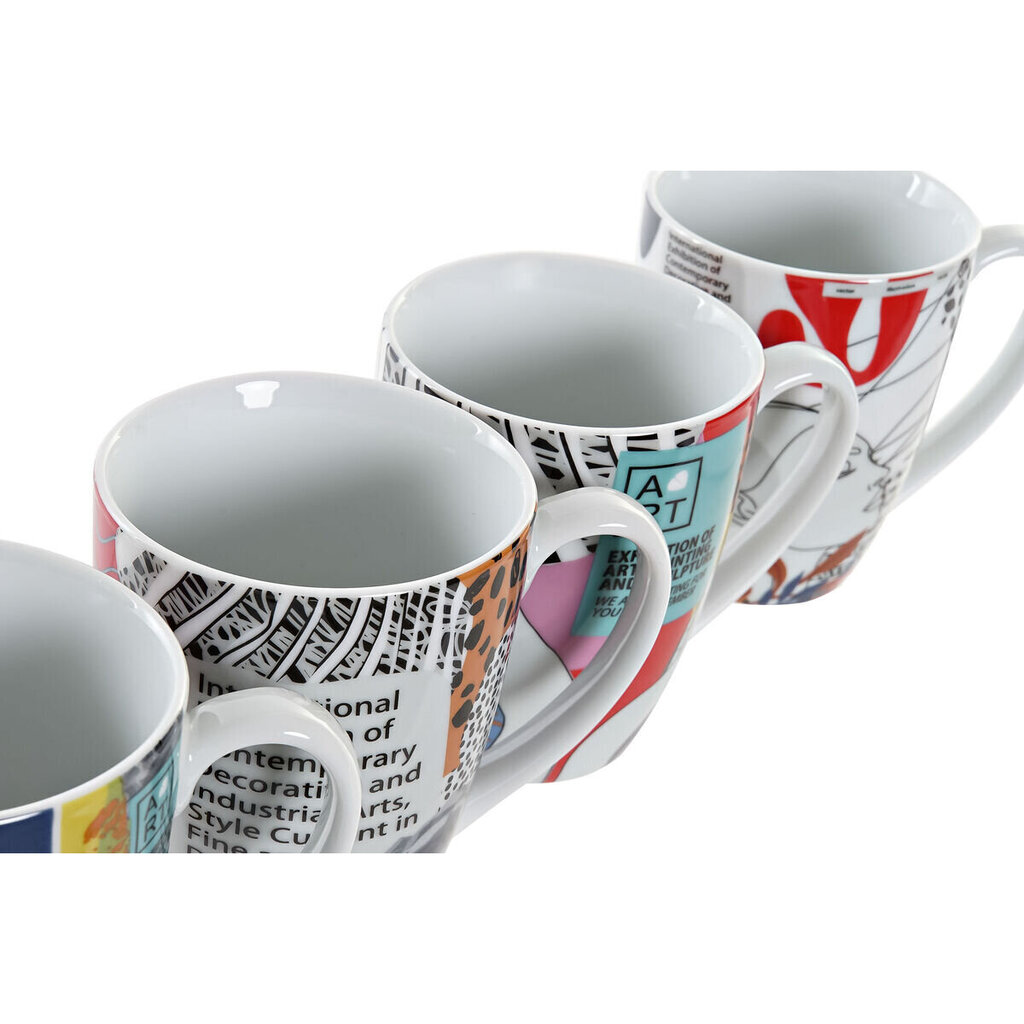 Krūze DKD Home Decor Porcelāns Daudzkrāsains Moderns (360 ml) (4 gb.) цена и информация | Glāzes, krūzes, karafes | 220.lv