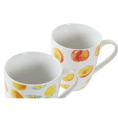 Krūze DKD Home Decor Porcelāns Sarkans Oranžs Balts Auglis (420 ml) (3 gb.) cena un informācija | Glāzes, krūzes, karafes | 220.lv