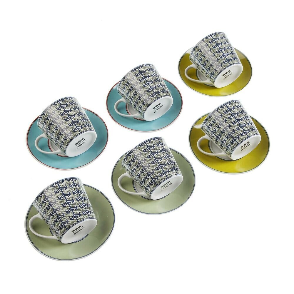 Krūzīšu komplekts ar apakštasēm Versa Leia Porcelāns (12 pcs) цена и информация | Glāzes, krūzes, karafes | 220.lv