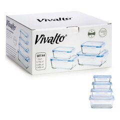 Pusdienu kastīšu komplekts Vivalto Stikls (16 x 8,5 x 22 cm) (4 Daudzums) cena un informācija | Trauki pārtikas uzglabāšanai | 220.lv