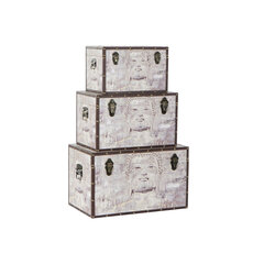 Pūra lāde DKD Home Decor Canvas Koks MDF (59.5 x 35.5 x 35.5 cm) (3 pcs) cena un informācija | Veļas grozi un mantu uzglabāšanas kastes | 220.lv