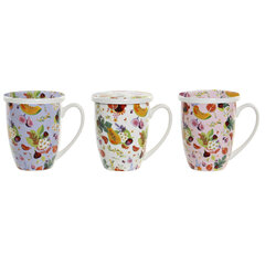 Tasīte ar Tējas Filtru DKD Home Decor Porcelāns Nerūsējošais tērauds (3 pcs) (380 ml) (12 x 9 x 11 cm) cena un informācija | Glāzes, krūzes, karafes | 220.lv