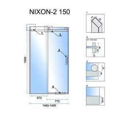 Rea Nixon-2 150 dušas durvis цена и информация | Душевые двери и стены | 220.lv