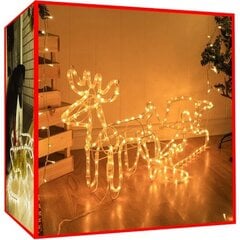LED Ziemassvētku rotājums Briedis ar kamanām 1,28x0,46m cena un informācija | Ziemassvētku dekorācijas | 220.lv
