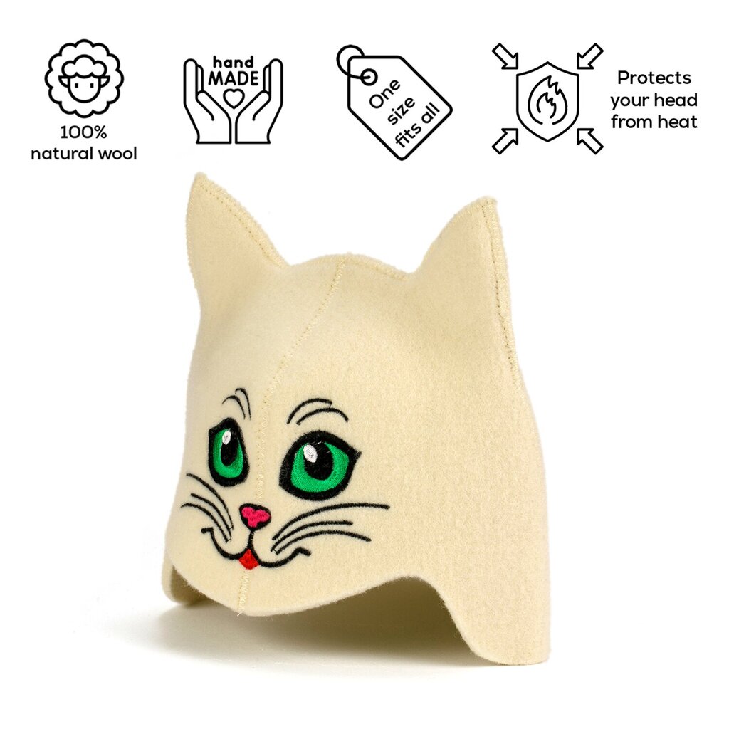Pirts cepure "Green-eyed Kitten" 100% vilna цена и информация | Pirts lietas | 220.lv