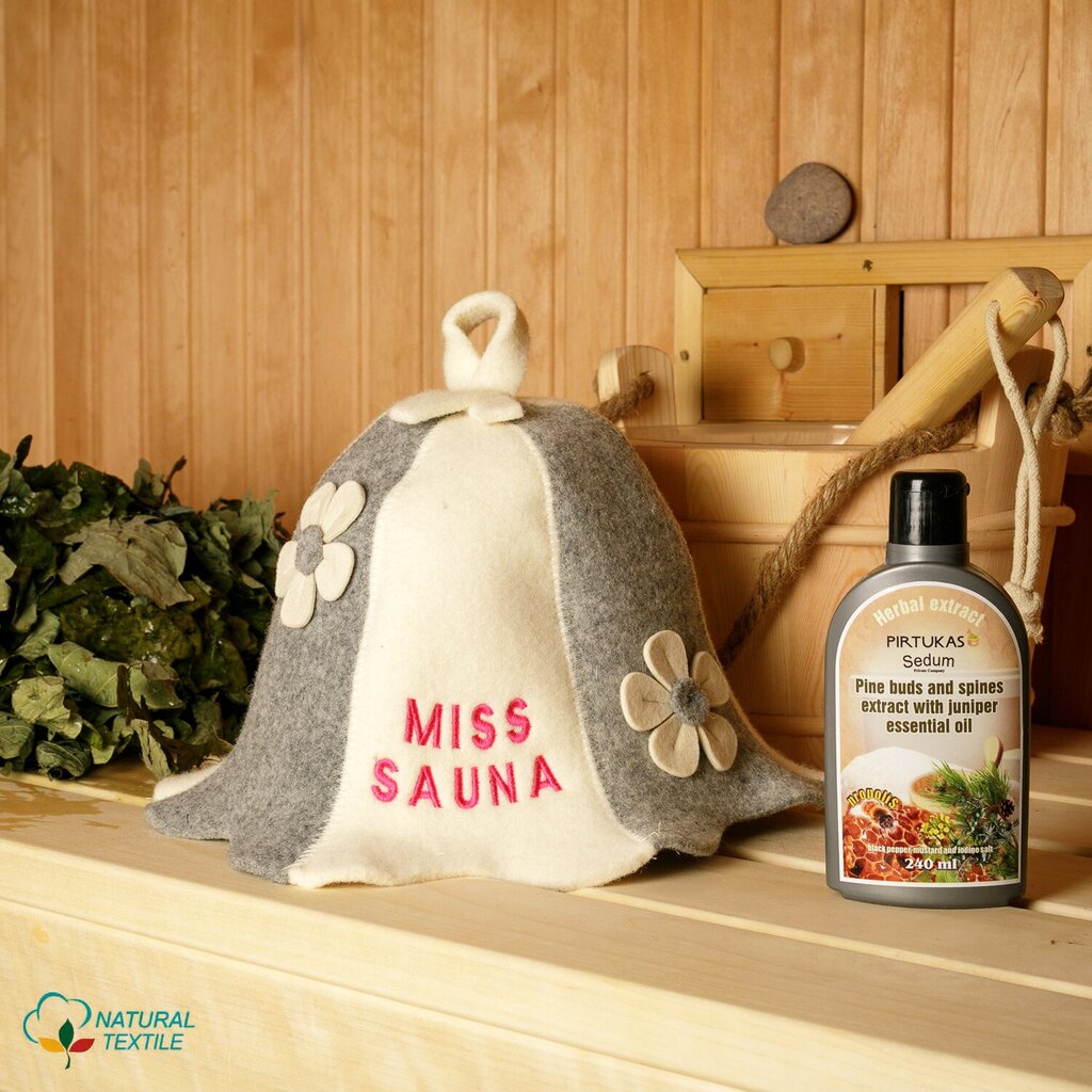 Pirts cepure "Miss Sauna" 100% vilna cena un informācija | Pirts lietas | 220.lv