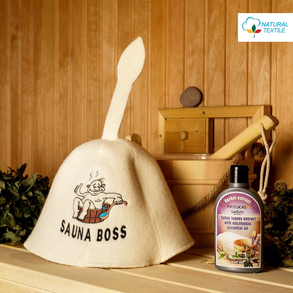 Pirts cepure "Sauna Boss" 100% vilna цена и информация | Pirts lietas | 220.lv
