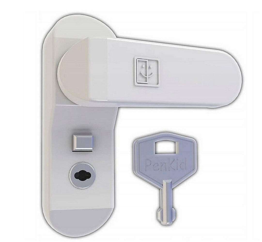 Papildus drošības logu slēdzene ar slēdzeni un atslēgu baltā krāsā Penkid cena un informācija | Durvju slēdzenes | 220.lv