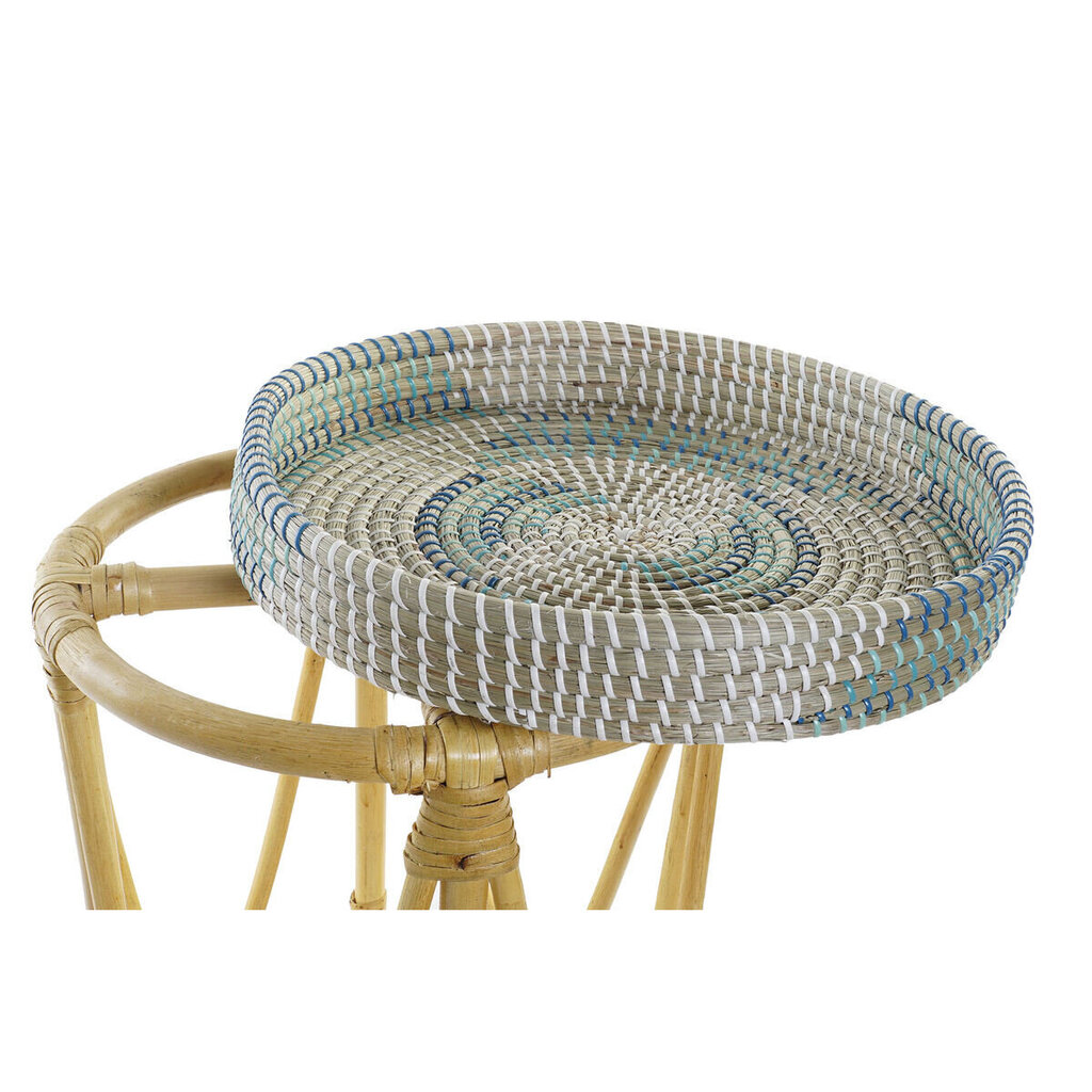 Kāju soliņš DKD Home Decor Dabisks Tirkīzs Balts Rotangpalma Tropiskais Jūraszāle (41 x 41 x 42 cm) cena un informācija | Dārza krēsli | 220.lv
