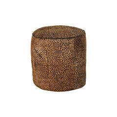 Подставка для ног DKD Home Decor, чёрный, коричневая кожа, леопардовая (46 x 46 x 50 см) цена и информация | Кресла-мешки и пуфы | 220.lv