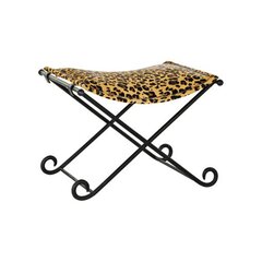 Kāju soliņš DKD Home Decor Melns Metāls Brūns Āda Leoparda (55 x 45 x 41 cm) cena un informācija | Sēžammaisi, pufi | 220.lv