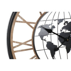 Sienas pulkstenis DKD Home Decor Melns Bronza Dzelzs Koks MDF Pasaules Karte (70 x 5 x 70 cm) cena un informācija | Pulksteņi | 220.lv