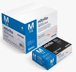 Spēcīgi melni vienreizējās lietošanas cimdi Santex Nitrile Flash Black M, 1000 gab. (6g) cena un informācija | Darba cimdi | 220.lv