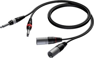 Kabelis Procab Jack 6.3 mm x2 - XLR x2 1.5 m cena un informācija | Kabeļi un vadi | 220.lv