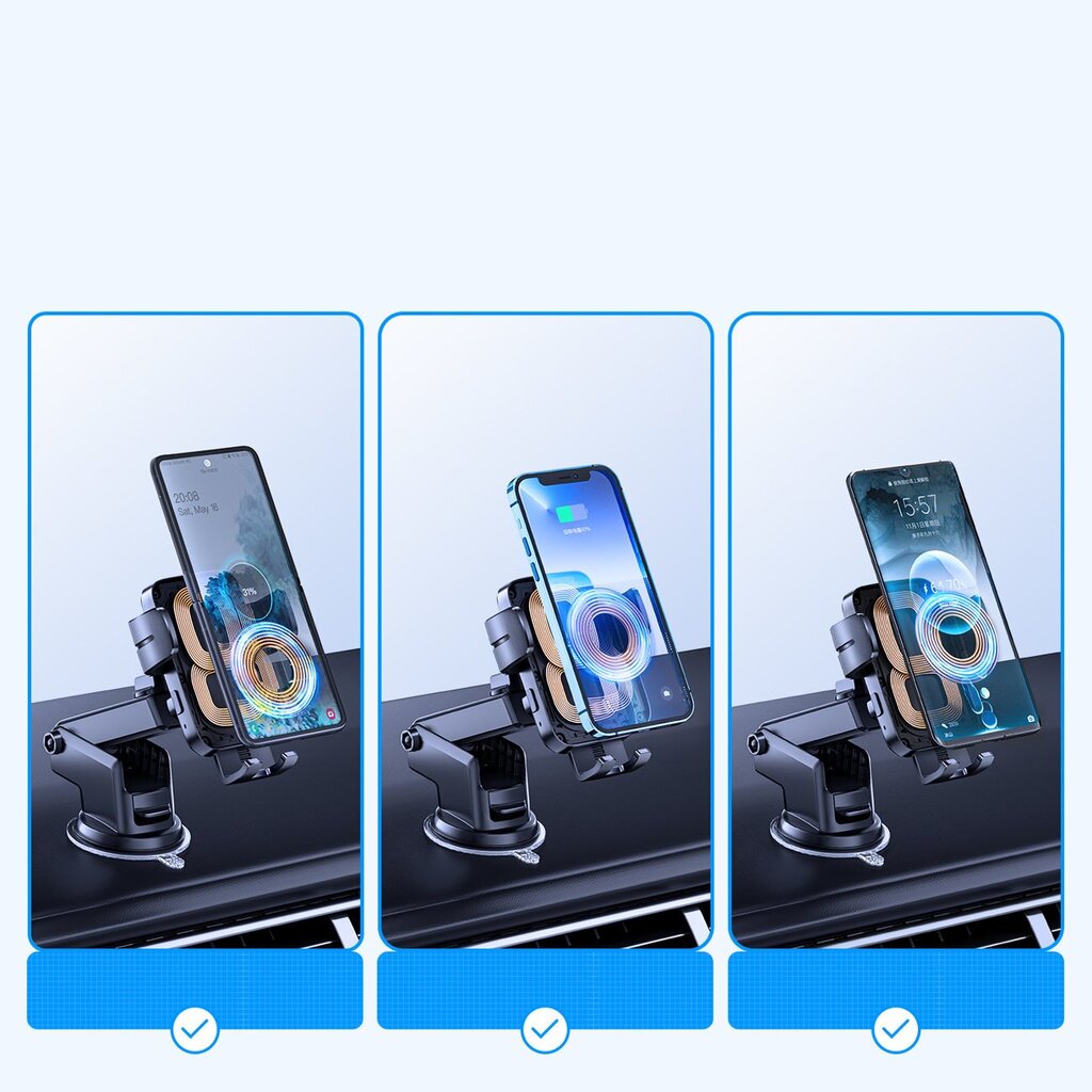 JoyroomJR-ZS246 Dual-Coil Wireless Car Charger Holder (Dashboard)-Black cena un informācija | Lādētāji un adapteri | 220.lv