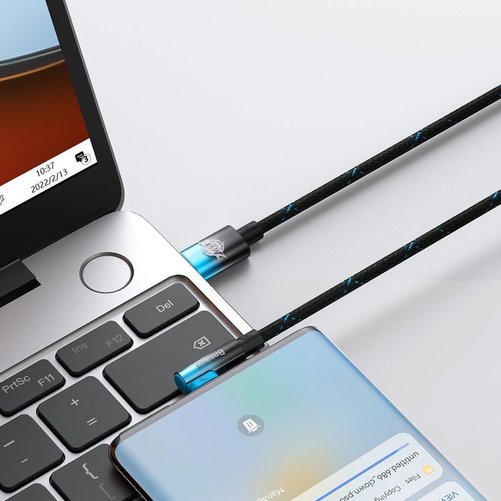 Baseus MVP Elbow angled cable Power Delivery cable with side connector USB Type C / USB Type C 1 m 100W 5A blue (CAVP000621) цена и информация | Savienotājkabeļi | 220.lv