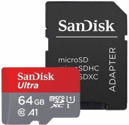 Atmiņas karte Sandisk Ultra microSDXC 64GB + Adapter cena un informācija | Atmiņas kartes mobilajiem telefoniem | 220.lv