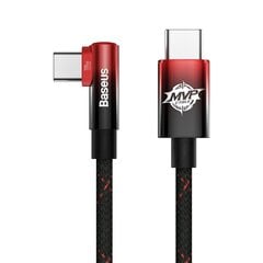 Baseus MVP Elbow angled cable Power Delivery cable with side connector USB Type C / USB Type C 2 м 100 Вт 5A red (CAVP000720 цена и информация | Кабели для телефонов | 220.lv
