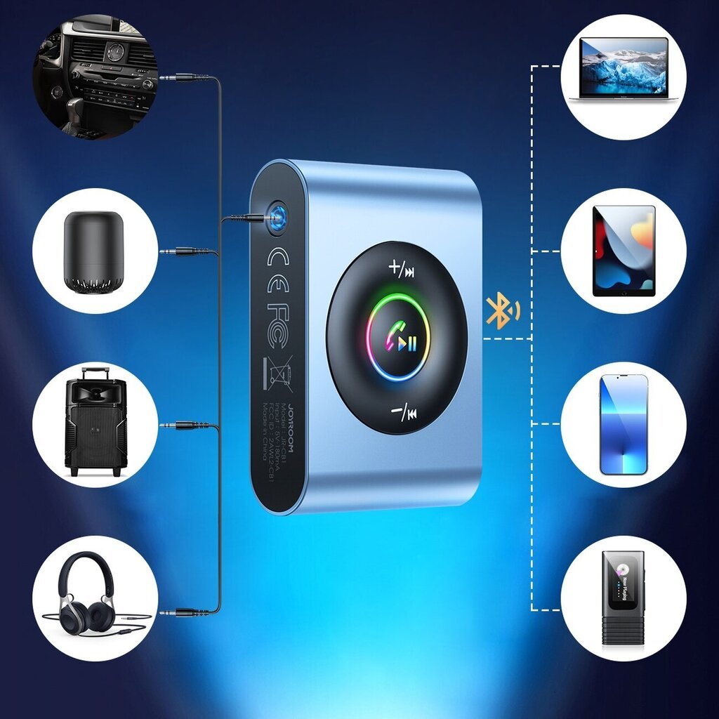 Joyroom car Bluetooth 5.3 transmitter and hands-free kit for AUX 3.5mm mini jack port (JR-CB1) cena un informācija | Savienotājkabeļi | 220.lv