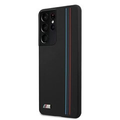 Case BMW BMHCS21LSIVTBK S21 Ultra G998 black / black Silicone Stripes M Collection cena un informācija | Telefonu vāciņi, maciņi | 220.lv