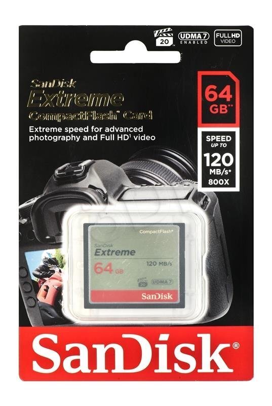 Atmiņas karte SanDisk CompactFlash Extreme 64 GB 120 МB/s цена и информация | Atmiņas kartes fotokamerām | 220.lv