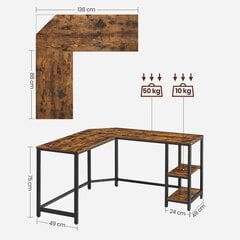 Industriāla izskata L-veida datora galds цена и информация | Компьютерные, письменные столы | 220.lv