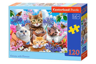 Puzle Castorland Kittens with Flowers, 120 daļu cena un informācija | Puzles, 3D puzles | 220.lv