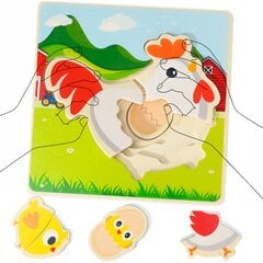 Daudzslāņu koka puzle - vistas cena un informācija | Rotaļlietas zīdaiņiem | 220.lv