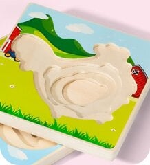 Многослойный деревянный пазл Цыпленок цена и информация | Игрушки для малышей | 220.lv