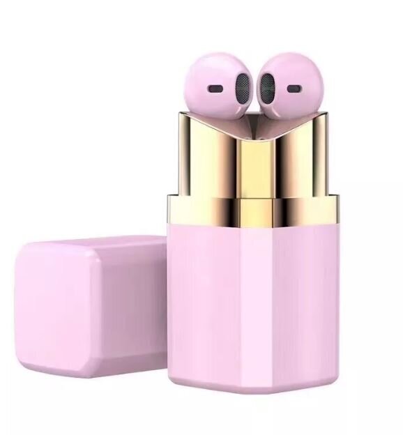 Bezvadu mini stereo austiņas ar mikrofonu - EarPods Lipstick Bluetooth, rozā cena un informācija | Austiņas | 220.lv