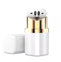 Bezvadu mini stereo austiņas ar mikrofonu - EarPods Lipstick Bluetooth, baltas цена и информация | Наушники | 220.lv