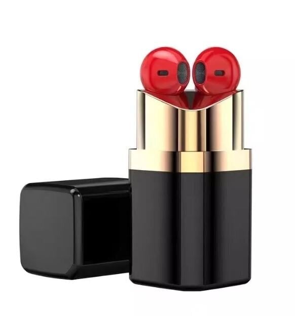 Bezvadu mini stereo austiņas ar mikrofonu - EarPods Lipstick Bluetooth, melnas cena un informācija | Austiņas | 220.lv