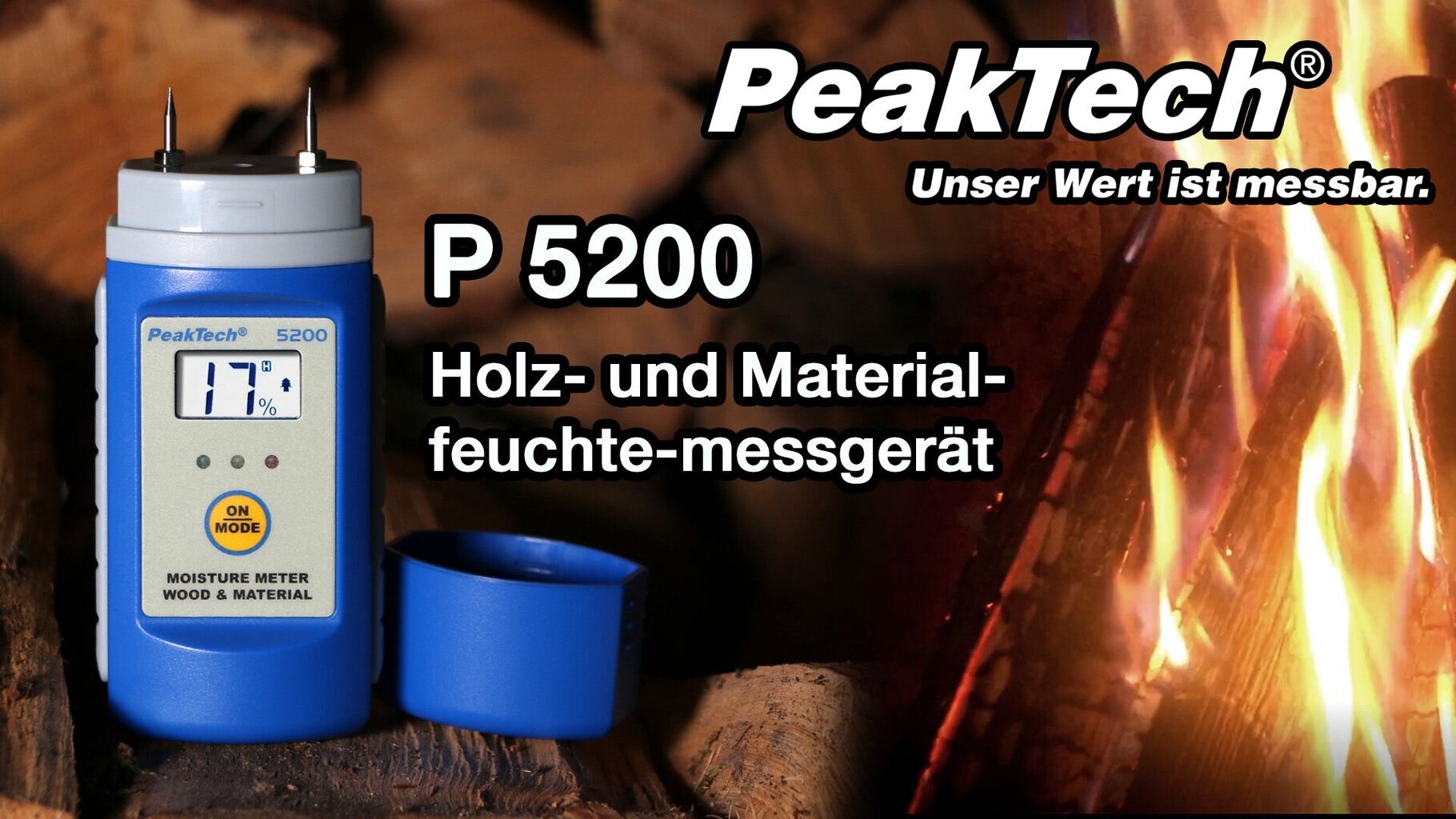 Koksnes un materiālu mitruma mērītājs PeakTech® P 5200 cena un informācija | Mitruma, temperatūras, pH, ORP mērītāji | 220.lv