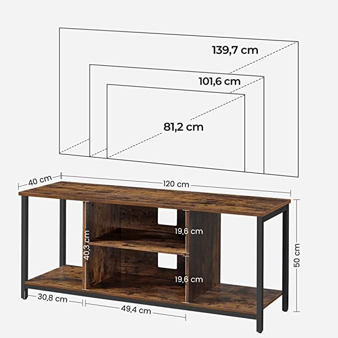 TV galds ar atvērtiem plauktiem VASAGLE LTV060B01 cena un informācija | TV galdiņi | 220.lv