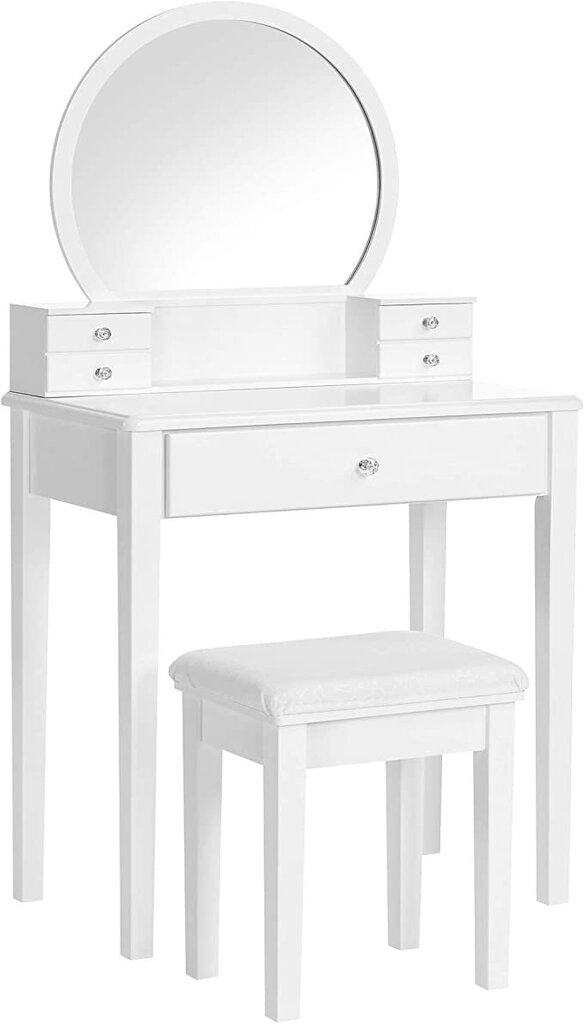 Kosmētiskais galds ar spoguli un krēslu VASAGLE RDT152W01 cena un informācija | Kosmētikas galdiņi | 220.lv