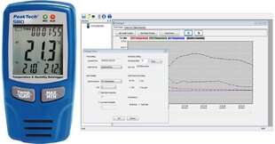 PeakTech® P 5180 USB-Datalogger K-Type, gaisa temperatūra/mitrums цена и информация | Метеорологические станции, термометры | 220.lv