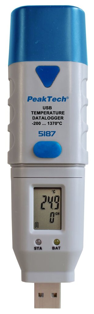 PeakTech® P 5187 USB-Datalogger K-Type temperatūra, 32.000 pikseļi цена и информация | Meteostacijas, āra termometri | 220.lv