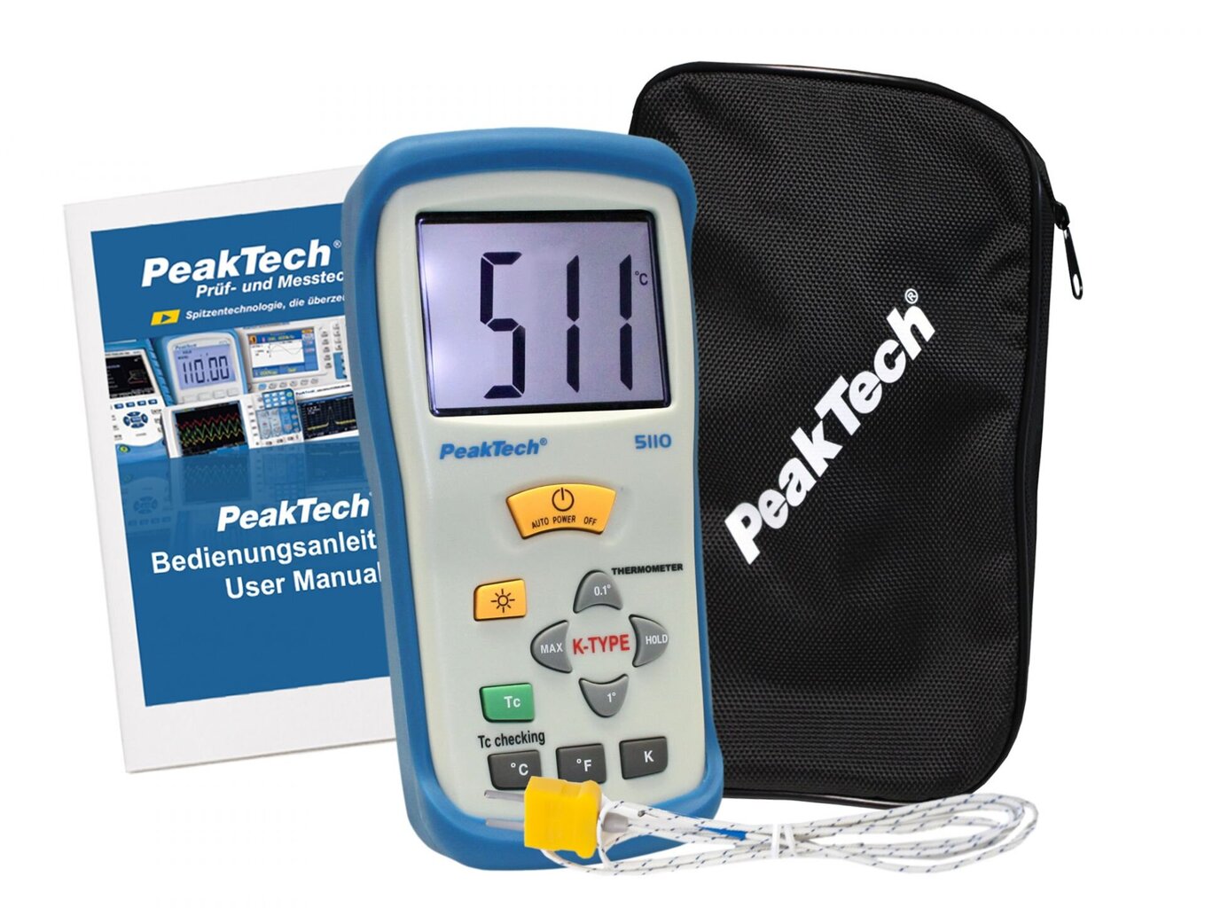 Digitālais termometrs K tipa PeakTech® P 5110, -50 ... + 1300 ° C cena un informācija | Meteostacijas, āra termometri | 220.lv