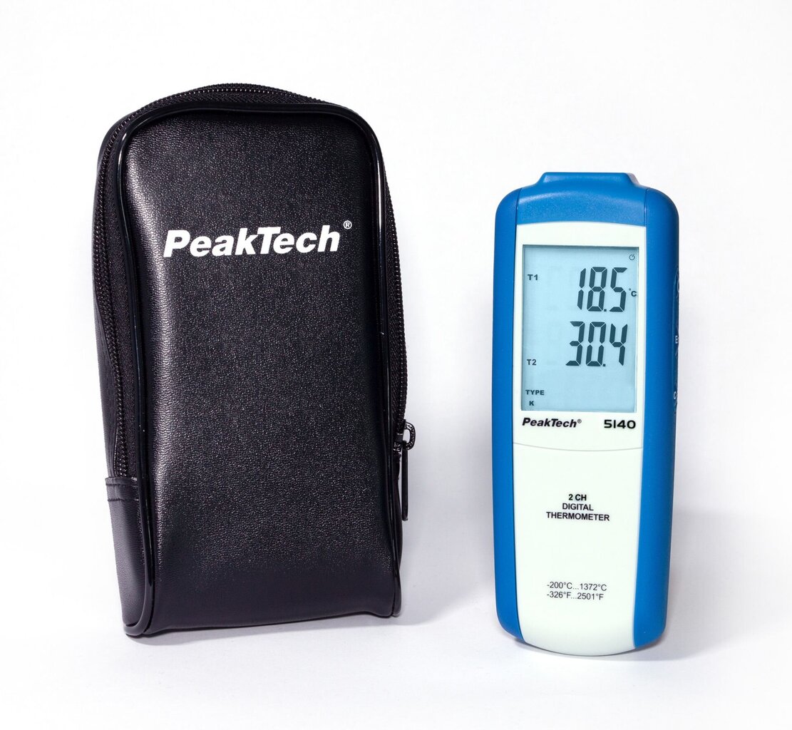 Digitālais termometrs 2 CH PeakTech® P 5140, -200...+1372°C цена и информация | Meteostacijas, āra termometri | 220.lv