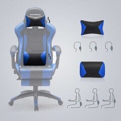 Spēļu krēsls ar kāju balstu Black-Blue цена и информация | Офисные кресла | 220.lv