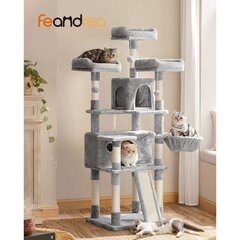 Kaķu skrāpēšanas post Feandrea PCT019W01, 168 cm, gaiši pelēks cena un informācija | Kaķu mājas, nagu asināmie | 220.lv