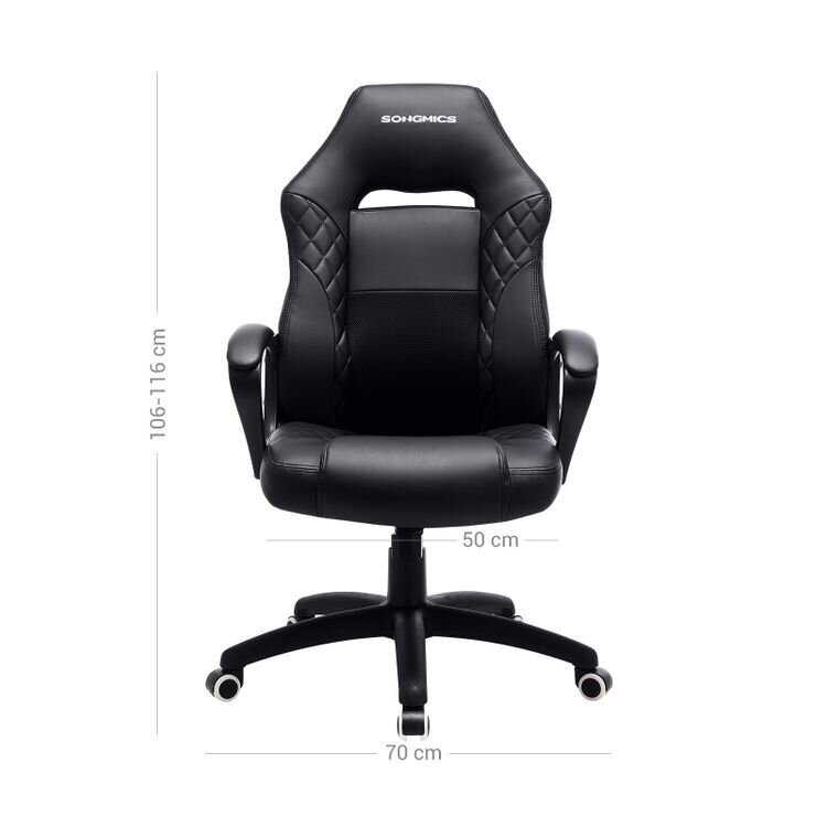 Mūsdienīgs spēļu krēsls SONGMICS OBG38BG, melni pelēks cena un informācija | Biroja krēsli | 220.lv