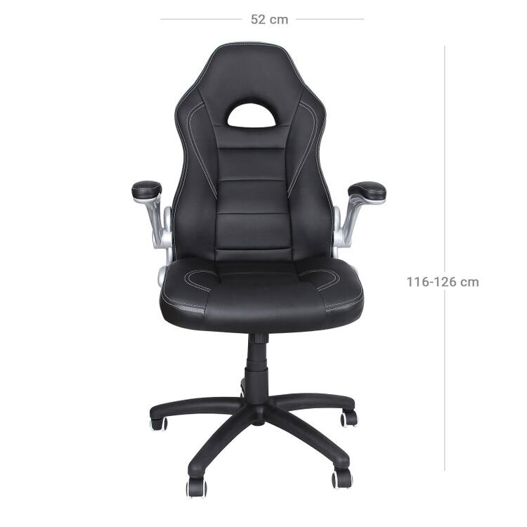 Biroja krēsls ar regulējamiem roku balstiem SONGMICS OBG28B cena un informācija | Biroja krēsli | 220.lv